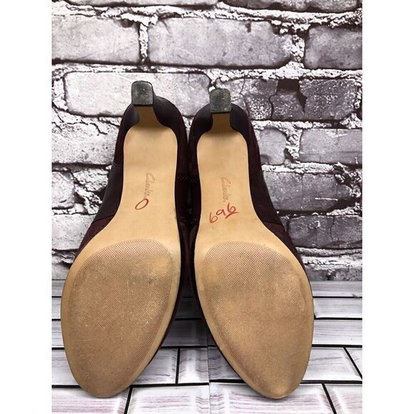 Clarks Artisan Purple Suede Leather Lace Up MaryJane Heels Women’s Sz 9M US/40EU - Picture 15 of 16